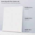 ARTEZA Stretched Canvas, 18 x 24 Inches, Pack of 4, Blank White Large Canvas for Painting for Acrylic, Oil and Gouache Paints
