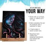 U.S. Art Supply Hampton Large Wooden Table Easel, Cookbook Stand, Text Book Tablet Rest, Premium Beechwood - Adjustable Incline, 2 Flip-Up Page Holders - Kitchen Countertop Recipe Rack - Portable Wood