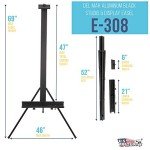 U.S. Art Supply Del Mar 69" High Aluminum Single Mast Artists Studio Easel and Floor Display Stand - Professional Heavy Duty Adjustable Extra Large Canvas Height Up To 47" - Palette Holder, Brush Rest