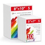Simetufy 10Pcs Stretched Canvas 5x7, 8x10 (5 of Each) Primed 100% Cotton Art Canvases for Painting for Acrylic Pouring, Oil Paint