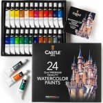 Castle Art Supplies 24 x 12ml Watercolor Paint Set | Value for Adult Artists | Quality, Intense Colors | Just Squeeze the Tube, Mix with Water and Get Creative | In Delightful Presentation Box