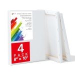 Simetufy 4 Pack Stretched Canvas for Painting 8x10 Inch, 100% Cotton Blank Art Canvases for Acrylic or Oil Paint, Pre-Primed, 5/8 Inch Profile