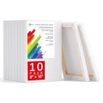 Simetufy 8x10 Inch Stretched Canvas for Painting, 10 Pack 100% Cotton Professional Blank Art Canvas Using Acrylic Paint or Oil (Pre-Primed)