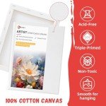 Simetufy 4 Pack Stretched Canvas for Painting 8x10 Inch, 100% Cotton Blank Art Canvases for Acrylic or Oil Paint, Pre-Primed, 5/8 Inch Profile
