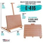 U.S. Art Supply Cancun Solid Wooden Adjustable Tabletop Artist Studio Easel - Sturdy Wood Beechwood Desktop Painting, Drawing Table, Sketching Board and Display Easel, Holds Up to 23" Canvas