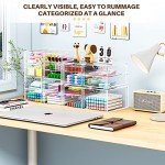 Makeup Organizer With 16 Drawers, 4 Pcs Desktop Office Supplies, Desk Organizers, Clear Desk Accessories, Dustproof Drawer Storage for Make Up, Jewelry, Pen, Stationary