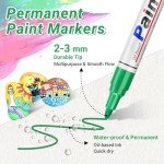 Oil Based Paint Pen, Permanent Paint Marker: Quick-Dry, Waterproof Paint Set of 12 for Rock Painting, Glass, Fabric, Ceramic, Wood, Metal, Mug, Plastic, Stone, Christmas Stencil Art Craft Supplies Kit