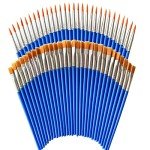 60 Pcs Paint Brushes Set for Kids Classroom Students Beginners，Small Brush Bulk for Detail Painting,Round Flat Paintbrushes for Acrylic Painting，Oil Watercolor Acrylic Paint Brush