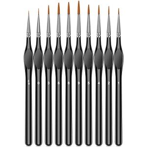 10Pcs Micro Paint Brushes Set with Triangular Handles - For Acrylic, Watercolor, Crafts, Models