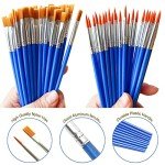 60 Pcs Paint Brushes Set for Kids Classroom Students Beginners，Small Brush Bulk for Detail Painting,Round Flat Paintbrushes for Acrylic Painting，Oil Watercolor Acrylic Paint Brush