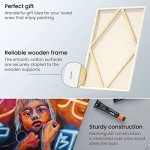 ARTEZA Stretched Canvas, 24 x 30 Inches, Pack of 6, Blank White Large Canvas for Painting for Acrylic, Oil and Gouache Paints