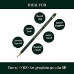 Faber-Castell pencils, Castell 9000 Artist graphite 6B pencils for sketch, drawing, shading, art supplies - box of 12