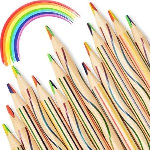ThEast 30 Pieces Easter Basket Stuffers for Teens, 4 in 1 Rainbow Colored Pencils for Kids, Multicolor Pencil, Goodie Bags Stuffers, Party Favors, Pre-sharpened