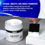 U.S. Art Supply White Gesso Primer - 16.9oz (500ml) Non-Toxic Canvas Primer Superior Coverage - Blendable White Gesso Paint for Oil & Acrylic Artists