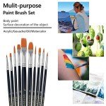 GOTIDEAL Paint Brush Set, 10 Pcs Round Pointed Tip, Small Nylon Hair Brushes for Acrylic, Oil and Gouache，Body, Face Nail Art and Rock Painting, Perfect for Kids & Adult