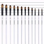 GETHPEN Filbert Paint Brushes Set, 12 PCS Artist Brush for Acrylic Oil Watercolor Gouache Artist Professional Painting Kits with Synthetic Nylon Tips White