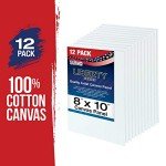 US Art Supply 8 X 10 inch Professional Artist Quality Acid Free Canvas Panel Boards for Painting Value Pack of 12 (1 Full Case of 12 Single Canvas Board Panels)