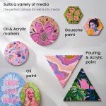 ARTEZA Stretched Canvas, Multipack of 10, Round, Oval, Triangle, and Hexagonal Canvas, Blank White Canvas Boards for Acrylic, Oil and Gouache Painting