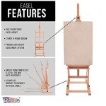 U.S. Art Supply Medium Wooden H-Frame Studio Easel with Artist Storage Tray - Mast Adjustable to 96" High, Holds Canvas to 48" - Sturdy Beechwood Holder Floor Stand - Display Paintings, Portraits