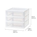 IRIS USA Medium 3-Drawer Desktop Organizer with Open Tray Top, 2 Pack, Plastic Drawer Storage Container for Stationery Art Craft Supplies, White