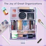 TERGOO 12in Three-Layer Multipurpose Storage Box Organizer Folding Tool Box/Art & Crafts Case/Sewing Supplies Organizer/Medicine Box/Family First Aid Box with 2 Trays (Purple Blue)