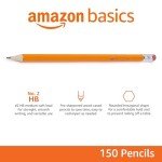 Amazon Basics Wood-Cased #2 Pencils, Pre-sharpened, HB Lead Bulk Box, 150 Count, Yellow