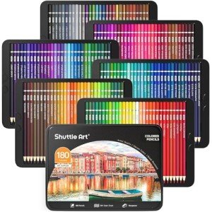 Shuttle Art 180 Colored Pencils, Soft Core Coloring Pencils Set with 4 Sharpeners, Professional Color Pencils for Artists Kids Adults Coloring Sketching and Drawing