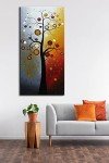 Wieco Art Life Tree Large Vertical Wall Art Modern Abstract Flowers 100% Hand Painted Floral Oil Paintings on Canvas Wall Art Work Ready to Hang for Dining Room Kitchen Home Decor XL