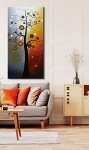 Wieco Art Life Tree Large Vertical Wall Art Modern Abstract Flowers 100% Hand Painted Floral Oil Paintings on Canvas Wall Art Work Ready to Hang for Dining Room Kitchen Home Decor XL