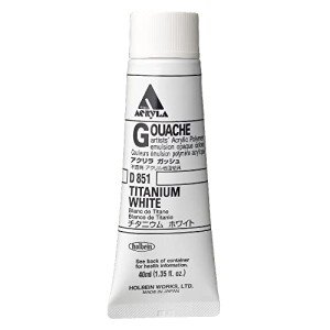 Holbein Acryla Gouache Artists Acrylic Polymer Emulsion, 40ml Titanium White (D851)