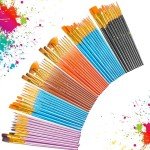 72 Pcs Painting Brush Palette Set, 60 Pcs Paint Brushes with 12 Palettes for Kids or Adults to Create Art Paint Oil Watercolor