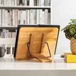 wishacc Book Stand XL-Large Size 15.4" x 11.0" Main Board-Adjustable Foldable Book Holder with Page Holder Clips - Holds Cookbooks, Receipe Books, Textbooks, Tablets, Laptops, Music Books, Documents