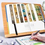 wishacc Book Stand XL-Large Size 15.4" x 11.0" Main Board-Adjustable Foldable Book Holder with Page Holder Clips - Holds Cookbooks, Receipe Books, Textbooks, Tablets, Laptops, Music Books, Documents