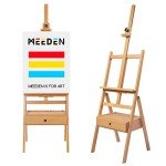 MEEDEN Painting Easel with Storage Drawer, Studio H-Frame Easel- Adjustable (60"~75") Solid Beech Wood Easel Stand for Painting for Adults, Holds Canvas Art up to 35",Natural