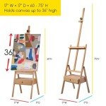 MEEDEN Painting Easel with Storage Drawer, Studio H-Frame Easel- Adjustable (60"~75") Solid Beech Wood Easel Stand for Painting for Adults, Holds Canvas Art up to 35",Natural