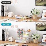 Marbrasse Mesh Pen Holder for Desk, Multi-Functional Pencil Organizer with Drawer, Desk Organizers and Accessories for Office Art Supplies (White)