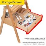 MEEDEN Painting Easel with Storage Drawer, Studio H-Frame Easel- Adjustable (60"~75") Solid Beech Wood Easel Stand for Painting for Adults, Holds Canvas Art up to 35",Natural