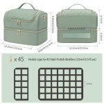 Nail Polish Organizer Case, Nail Supplies Storage Box Holds 45 Bottles Nail Polish & Nail Lamp, Travel Nail Tech Carrying Case, Nail Kit Bag For Nail Stuff & Manicure Tools