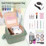 Nail Polish Organizer Case, Nail Supplies Storage Box Holds 45 Bottles Nail Polish & Nail Lamp, Travel Nail Tech Carrying Case, Nail Kit Bag For Nail Stuff & Manicure Tools