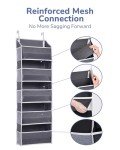 ULG 1 Pack Over Door Organizer with 5 Large Pockets 10 Mesh Side Pockets, 44 lbs Weight Capacity Hanging Storage Organizer with Clear Window Kids Toys, Shoes, Diapers, Dark Grey, 5 Layers