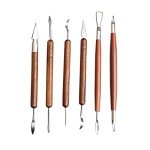 S & E TEACHER'S EDITION 6 Pcs Pottery & Clay Sculpting Tools, Double-Sided, Smooth Wooden Handles.