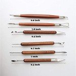 S & E TEACHER'S EDITION 6 Pcs Pottery & Clay Sculpting Tools, Double-Sided, Smooth Wooden Handles.