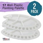 U.S. Art Supply 17-Well Artist Painting Palette (Pack of 2) - Plastic Artist Paint Color Mixing Trays - Art Students, Classroom, Class Craft Projects, Party Events - Acrylic, Oil, Watercolor