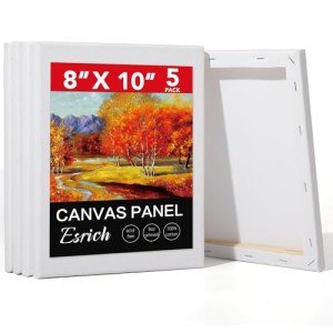 ESRICH Stretched Canvas for Painting, 5 Pack 8x10 Canvas Value Pack, Primed Acid-Free Cotton Blank Canvas, Paint Canvases for Oil & Acrylic Paint.