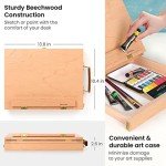 ARTEZA Tabletop Easel 13.4x10.3x2 Inches, Portable Beechwood Easel Box with Drawer & Palette for Artists
