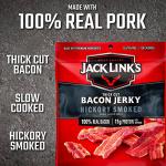 Jack Link's Bacon Jerky, Hickory Smoked - Flavorful Ready to Eat Meat Snack with 11g of Protein per Serving, Made with 100% Thick Cut Real Bacon, Protein Snack, Keto Friendly, 2.5 oz.