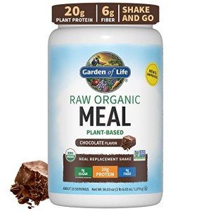 Garden of Life Meal Replacement Shakes, Vegan Protein Powder, Raw Organic Protein Powder, Chocolate Protein Powder with Plant Based Pea Protein, Sprouts, Greens, Probiotics, Dairy Free 28 Servings