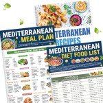 Set 3 Mediterranean Diet Food List, Mediterranean Ingredient Meal Plan, Diet Foods To Limit - Avoid Guide Brochure, To Limit, Lunch, Breakfast Recipes for Easy Chart, Net Carbs Calories Serving Size