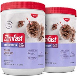 SlimFast High Protein Meal Replacement Shake Powder, 12 Servings (Pack of 2), Advanced Nutrition Smoothie Mix, Digestive Support, Gluten Free, Creamy Chocolate, 20g of Protein (Packaging May Vary)