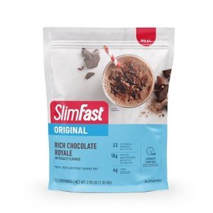 SlimFast Meal Replacement Powder, Original Rich Chocolate Royale, Weight Loss Shake Mix, 10g of Protein, 52 Servings (Packaging May Vary)